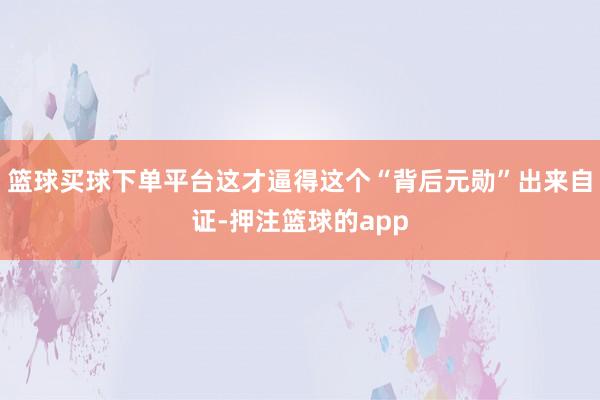 篮球买球下单平台这才逼得这个“背后元勋”出来自证-押注篮球的app