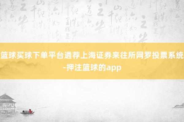 篮球买球下单平台遴荐上海证券来往所网罗投票系统-押注篮球的app