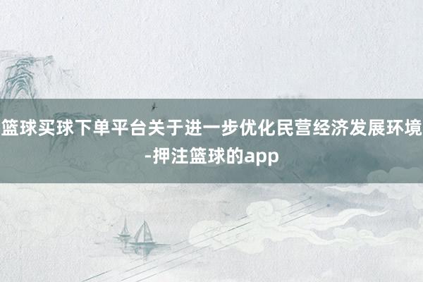 篮球买球下单平台关于进一步优化民营经济发展环境-押注篮球的app