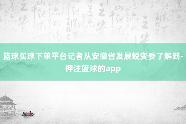 篮球买球下单平台记者从安徽省发展蜕变委了解到-押注篮球的app