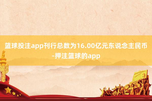 篮球投注app刊行总数为16.00亿元东说念主民币-押注篮球的app