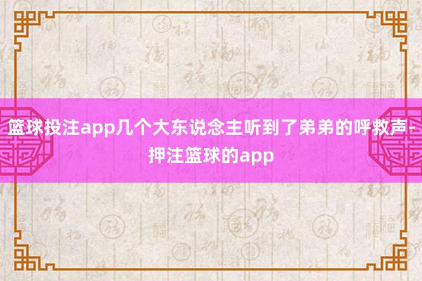 篮球投注app几个大东说念主听到了弟弟的呼救声-押注篮球的app