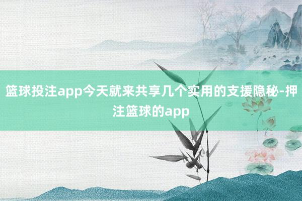 篮球投注app今天就来共享几个实用的支援隐秘-押注篮球的app