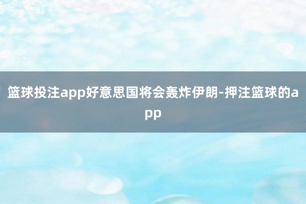 篮球投注app好意思国将会轰炸伊朗-押注篮球的app
