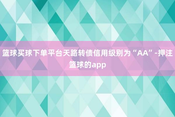 篮球买球下单平台天路转债信用级别为“AA”-押注篮球的app