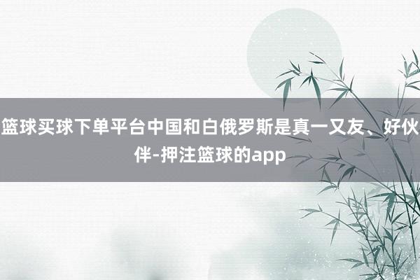 篮球买球下单平台中国和白俄罗斯是真一又友、好伙伴-押注篮球的app