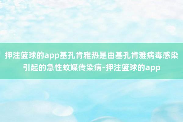 押注篮球的app基孔肯雅热是由基孔肯雅病毒感染引起的急性蚊媒传染病-押注篮球的app