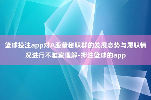 篮球投注app对A股董秘职群的发展态势与履职情况进行不雅察理解-押注篮球的app