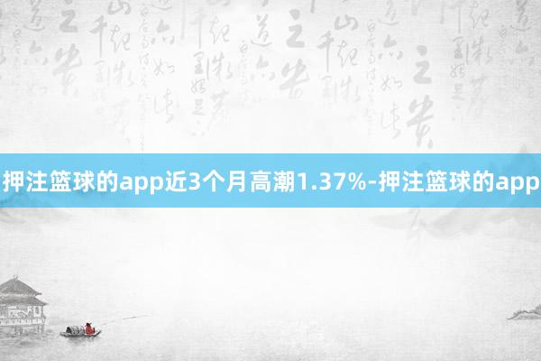 押注篮球的app近3个月高潮1.37%-押注篮球的app