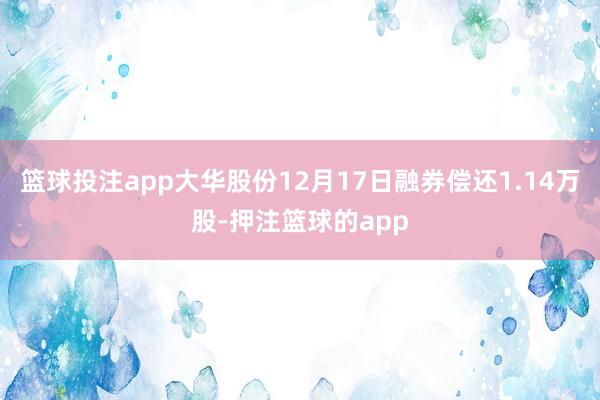 篮球投注app大华股份12月17日融券偿还1.14万股-押注篮球的app