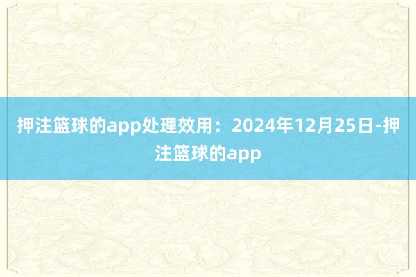 押注篮球的app处理效用：2024年12月25日-押注篮球的app