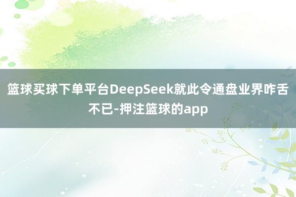 篮球买球下单平台DeepSeek就此令通盘业界咋舌不已-押注篮球的app